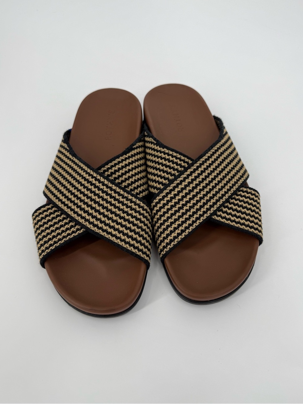 Rothy's Weekend Slide Sandal | Toffee Stripe | 9